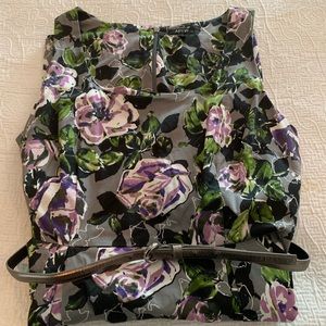 Sleeveless floral dress.